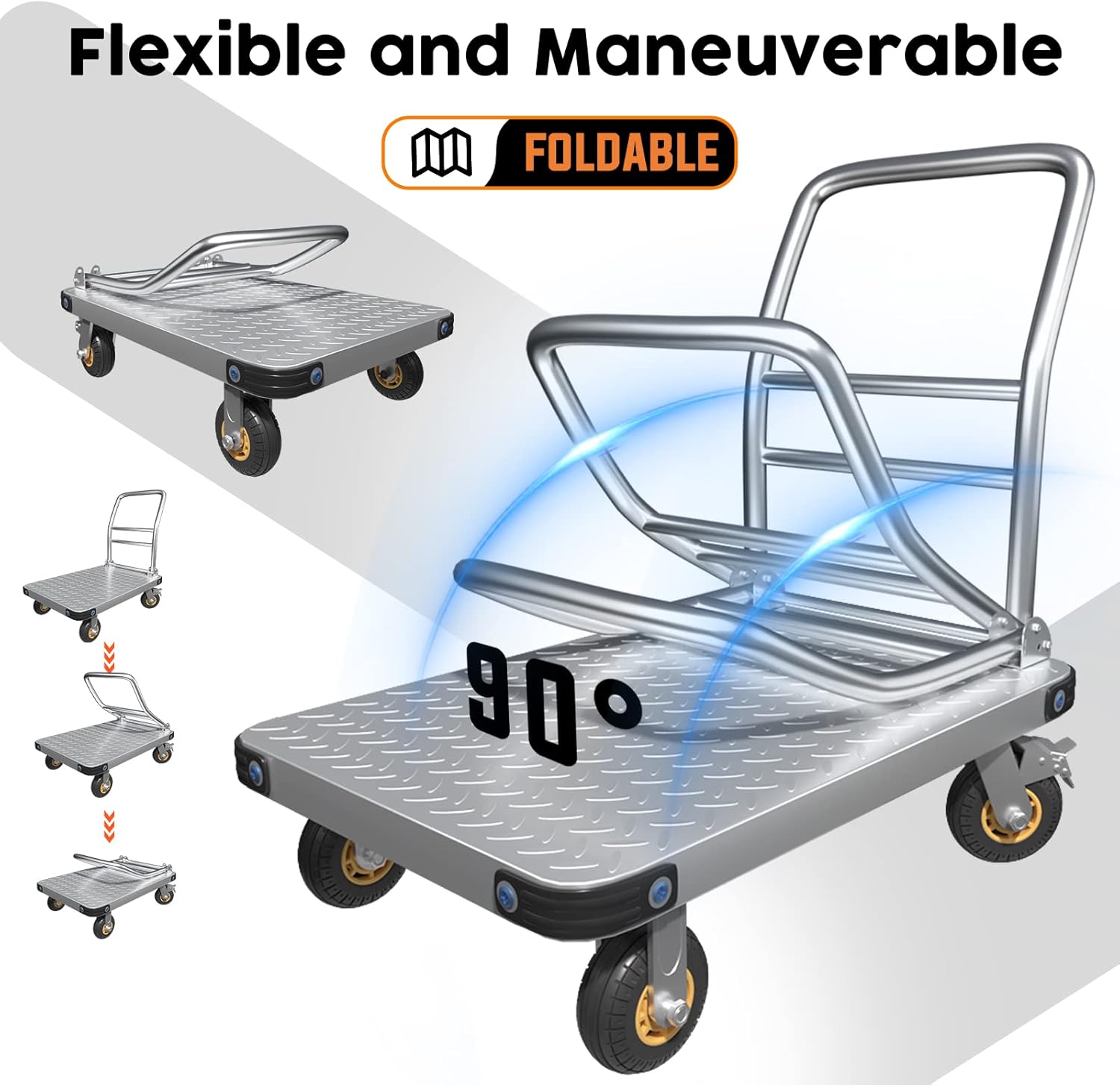 2000lbs Heavy Duty Platform Truck Flatbed Push Cart Dolly
