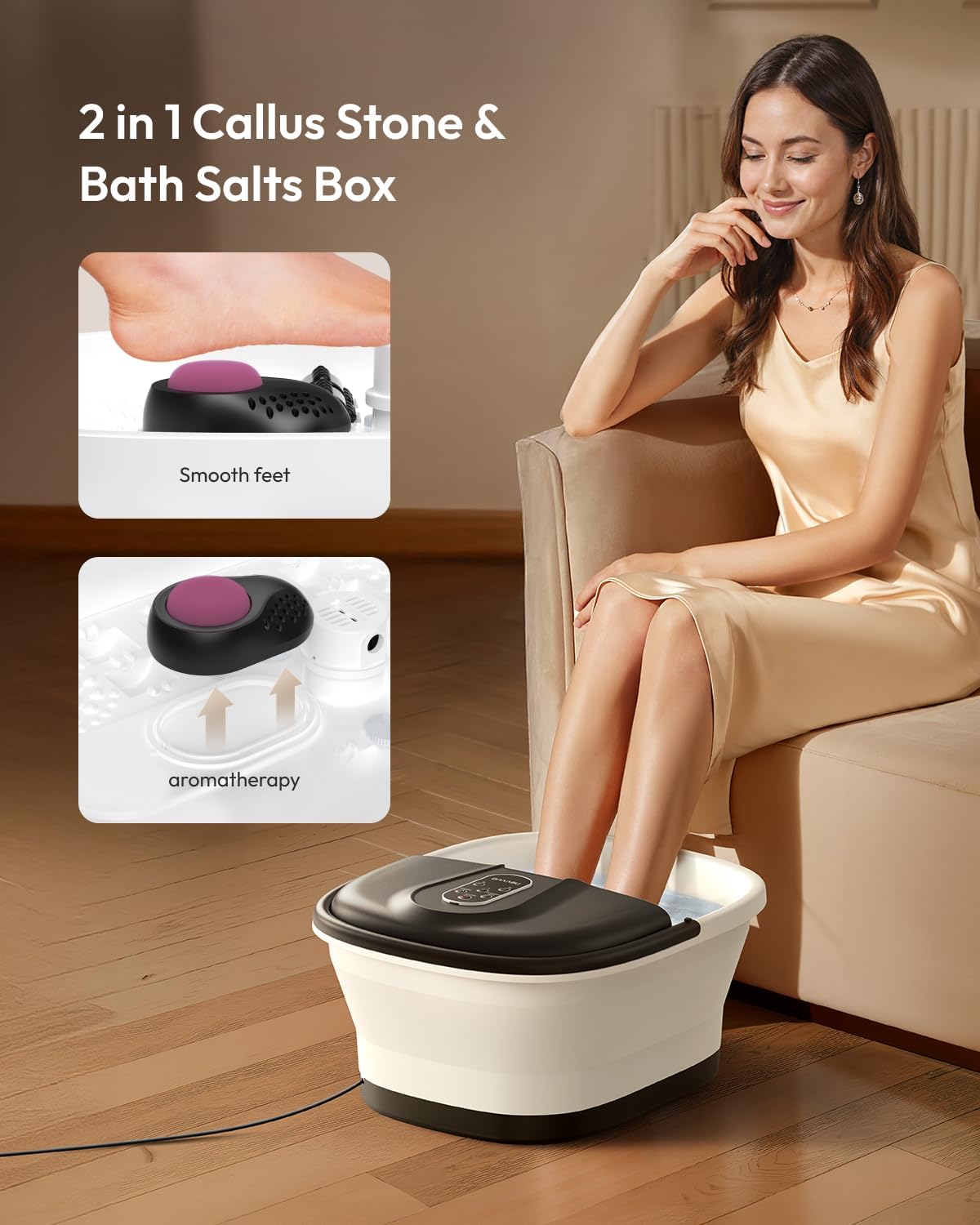 Collapsible Foot Spa Massager Heat Remote 16 Rollers Timer Bath