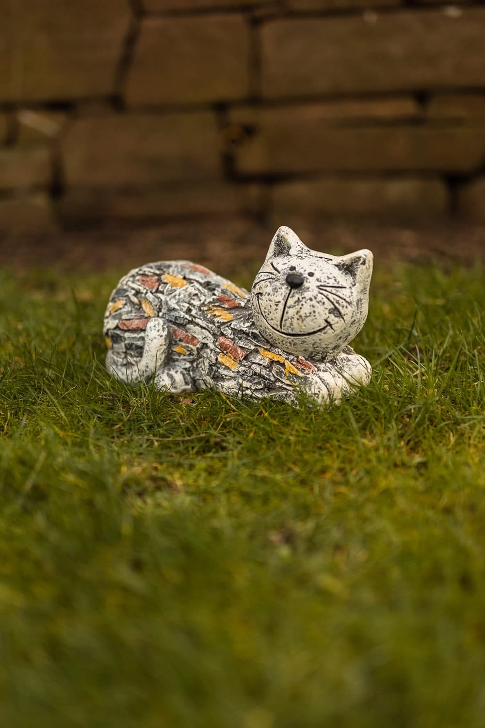 Cat Garden Statue Resin Stone Effect Outdoor Patio Decor Ornament