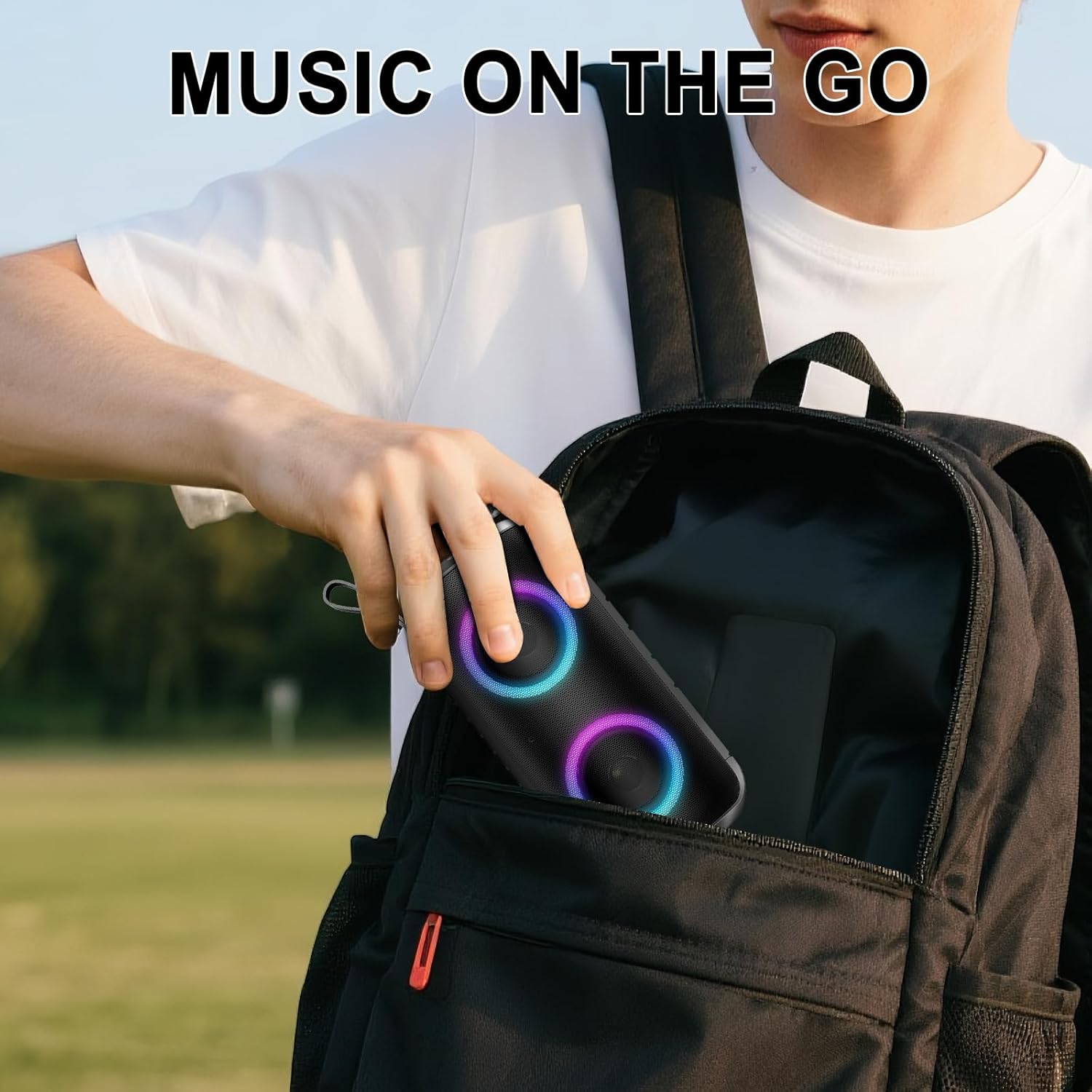 Portable Bluetooth Speaker 3D Stereo Bass RGB Lights IPX7 Waterproof