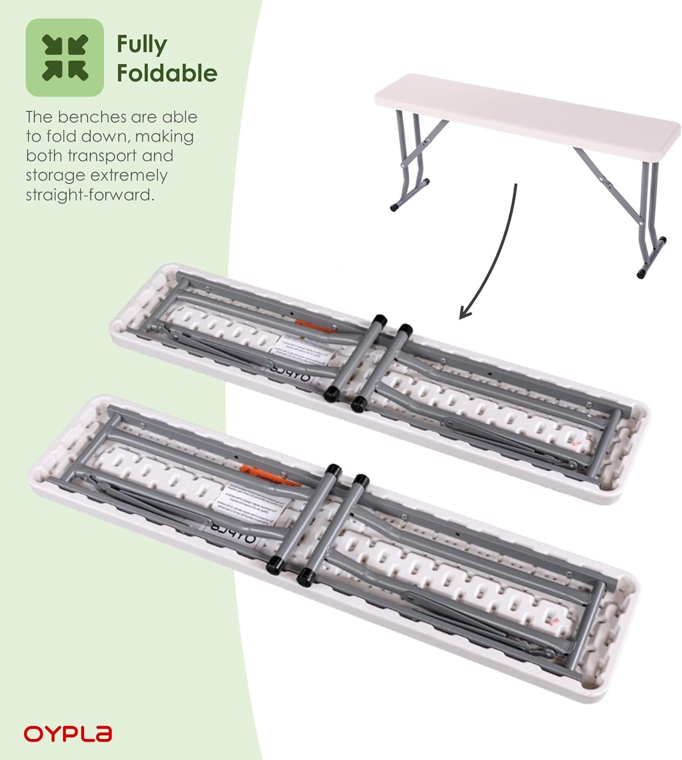 2x Folding Trestle Bench 3ft Heavy Duty Camping Picnic Seats Portable