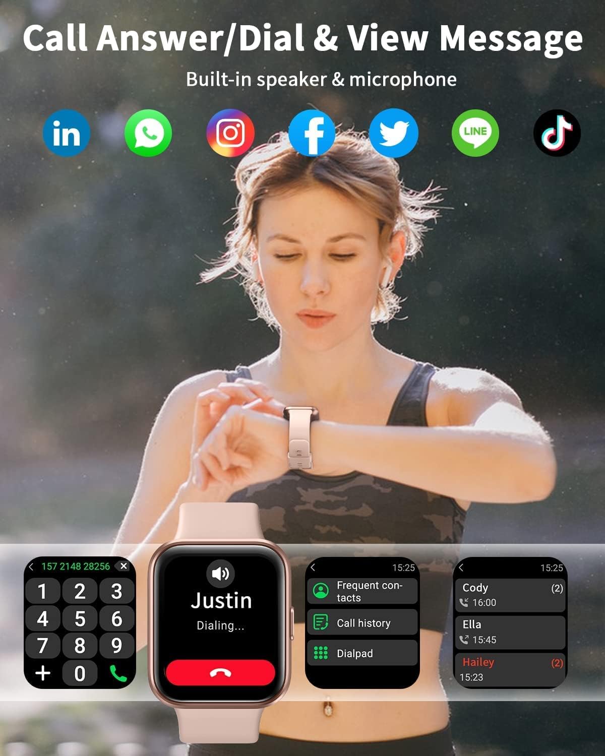 Women Smart Watch Bluetooth Calling Alexa 120 Sports Waterproof