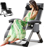 Zero Gravity Recliner Chair Folding Sun Lounger Light Grey