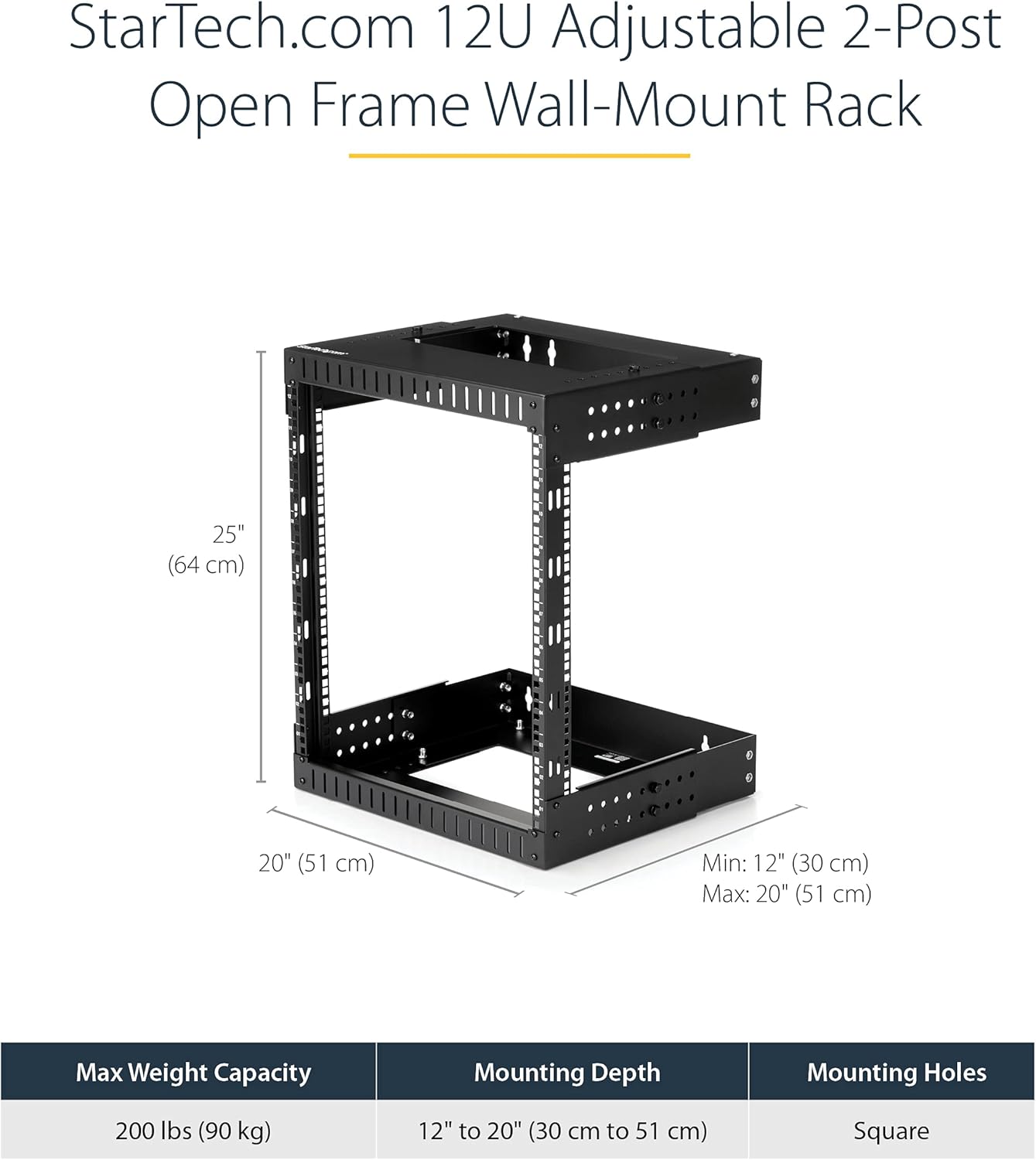 12U Wall Mount Network Rack 19 Inch Adjustable Open Frame