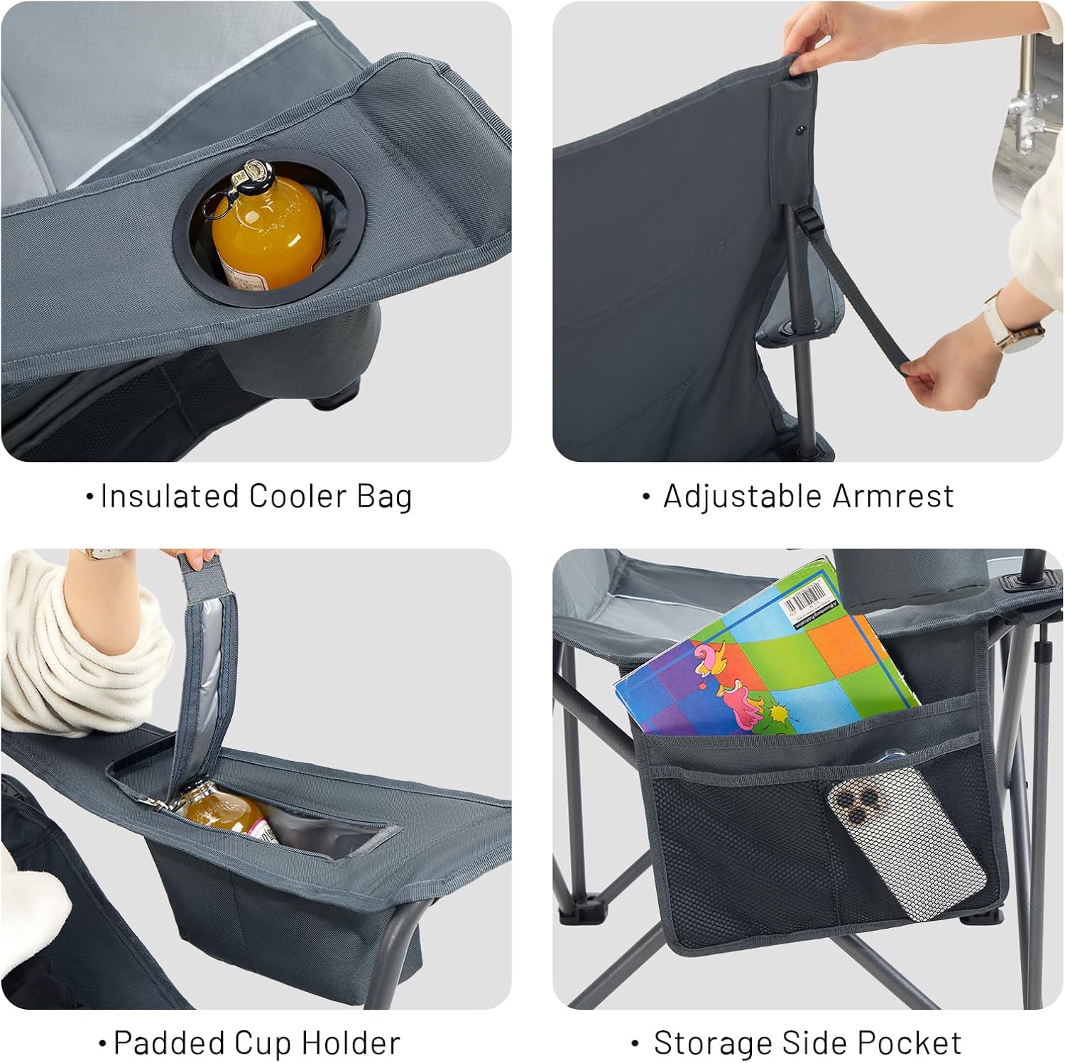 Heavy Duty Camping Chair 200kg Padded Grey