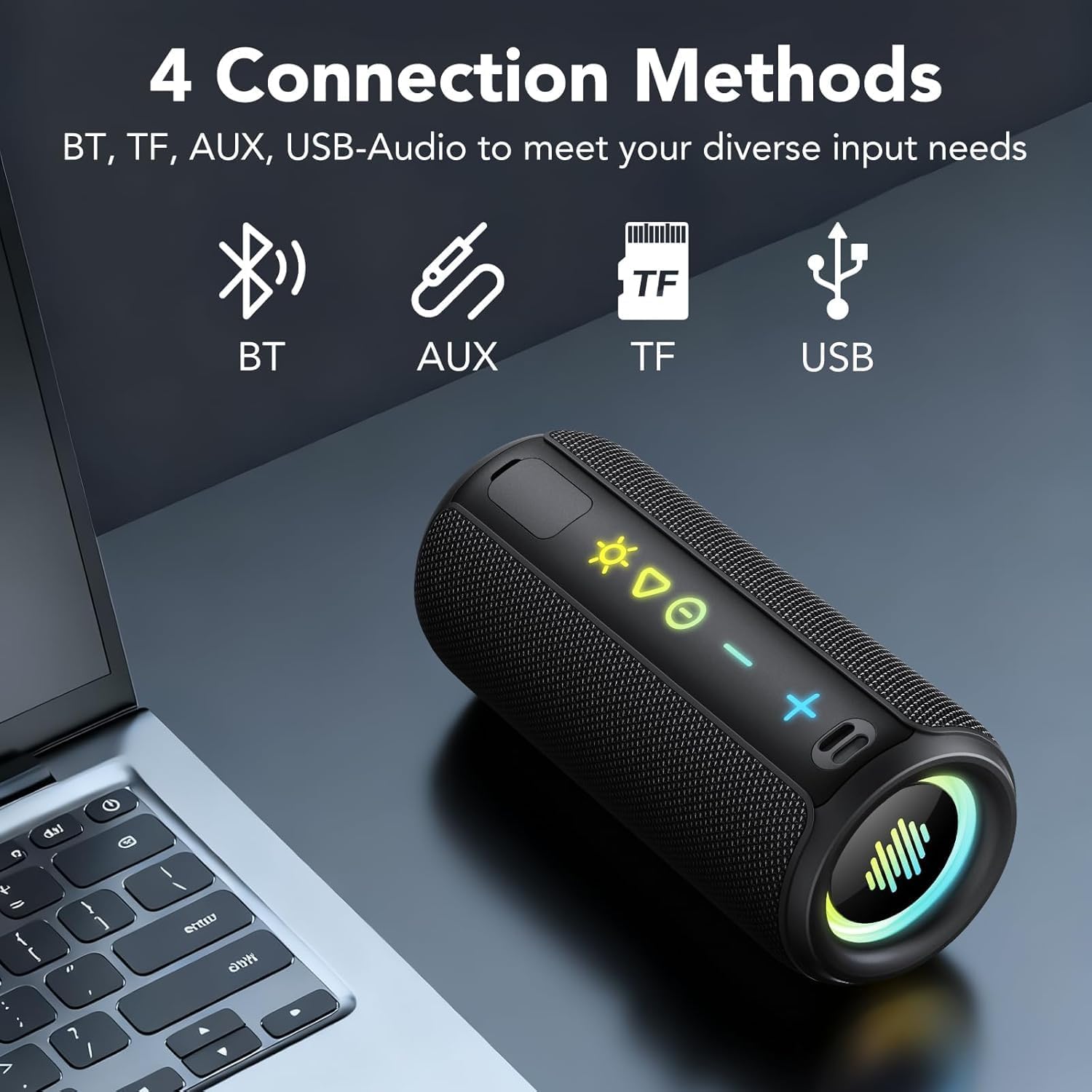 Portable Bluetooth Speaker 30W Waterproof IPX7 30H RGB Lights