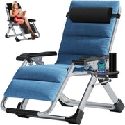Folding Zero Gravity Garden Recliner Chair 200kg Blue