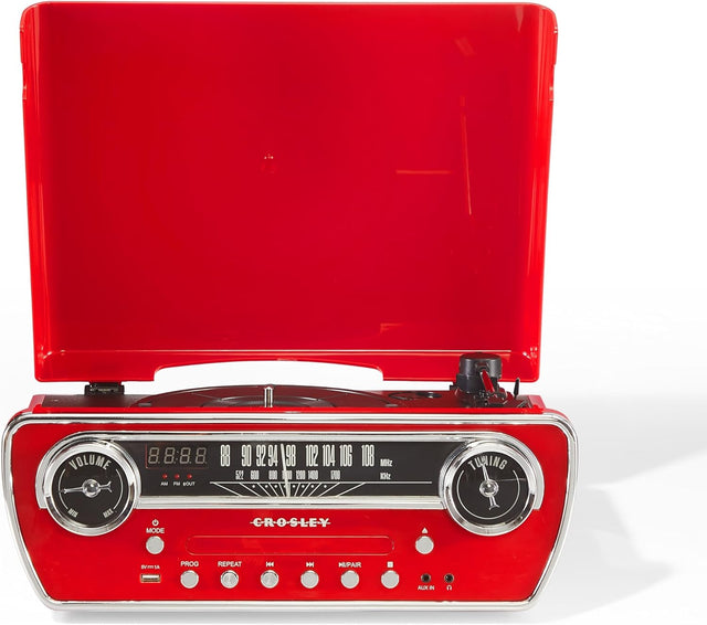 7 in 1 Vintage Car Style Record Player Bluetooth Turntable Red