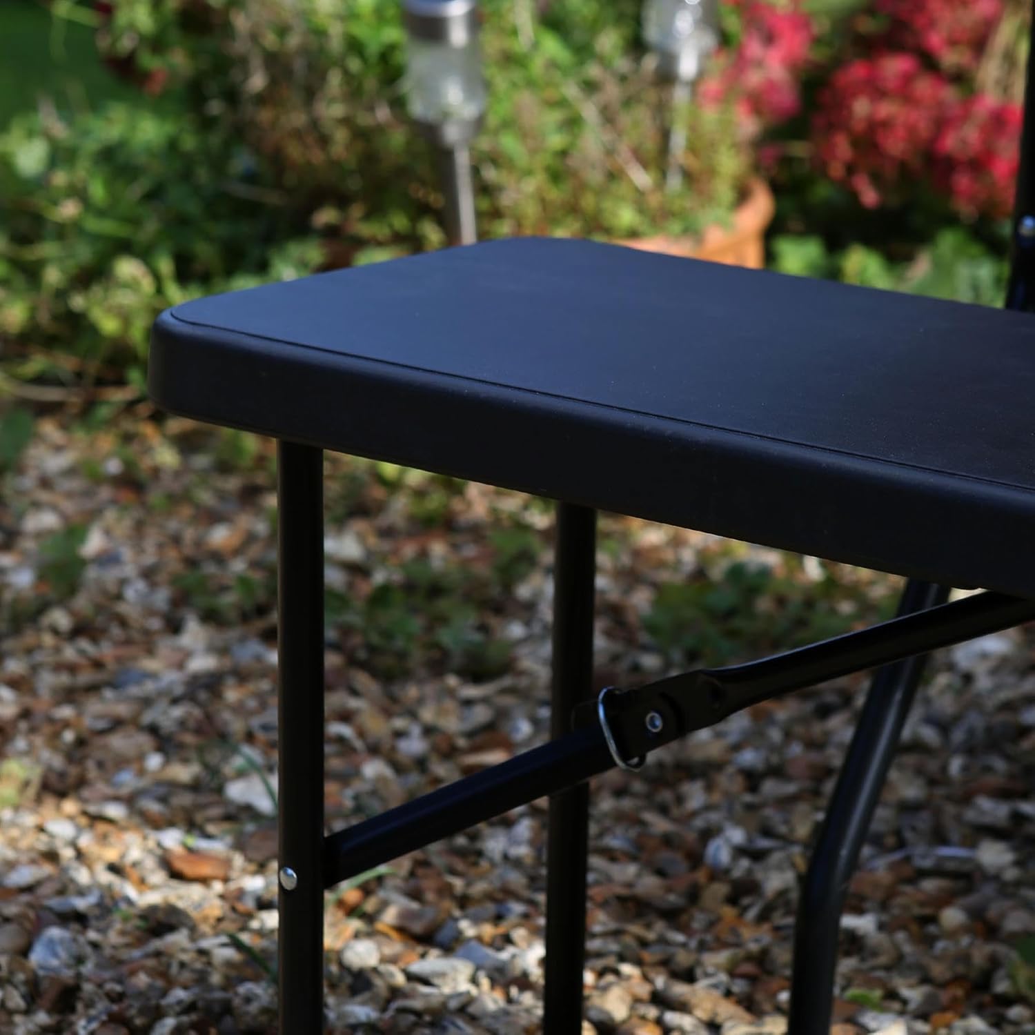 Set of 2 Folding Garden Benches 6ft Portable Party Seats Black