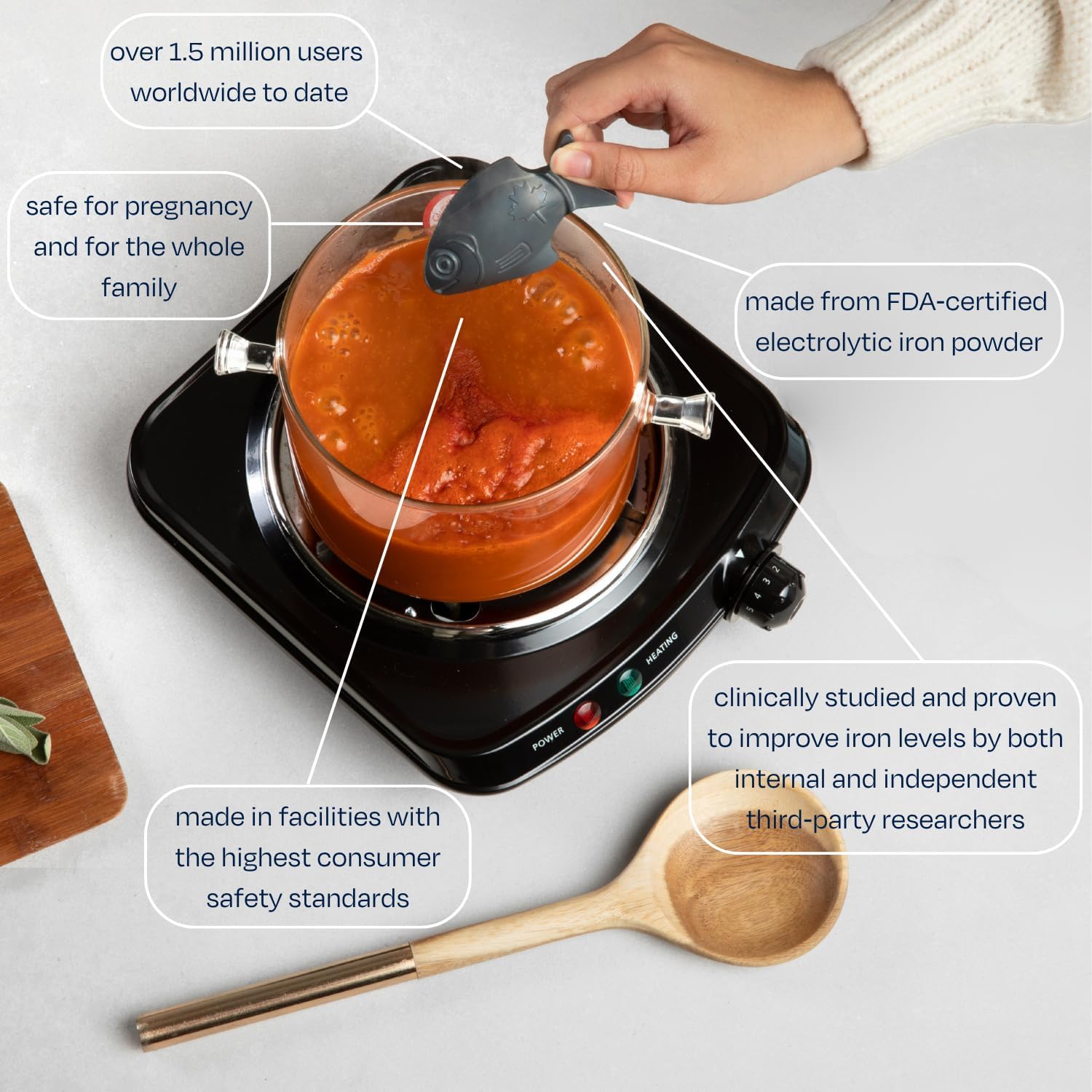 Iron Cooking Fish Supplement Tool Natural Iron Fortifier for Food