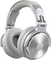 Wired Over Ear Studio Headphones 50mm Drivers HiFi Bass Monitor Silver