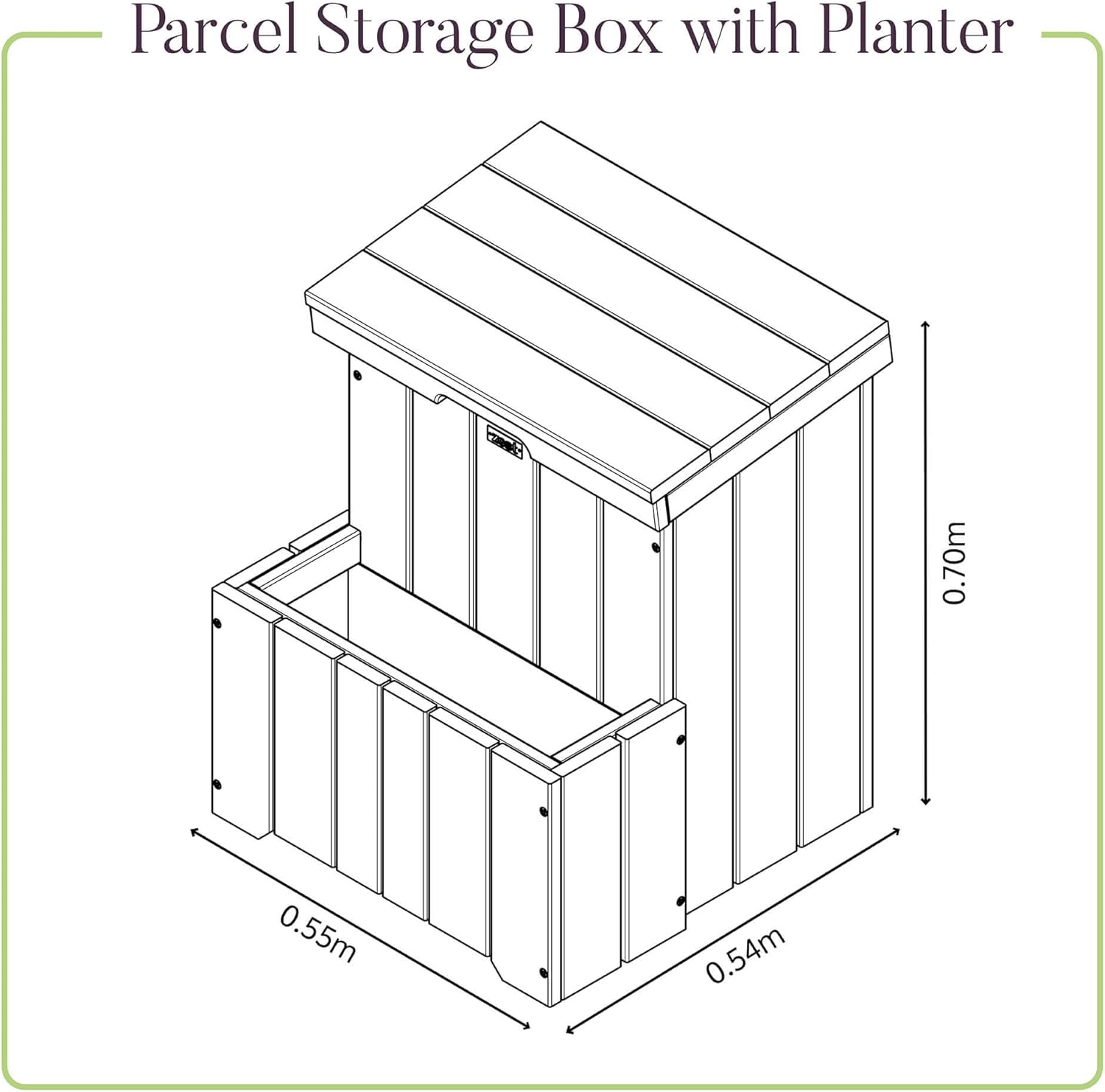Outdoor Parcel Box with Planter Wooden Waterproof Delivery Storage
