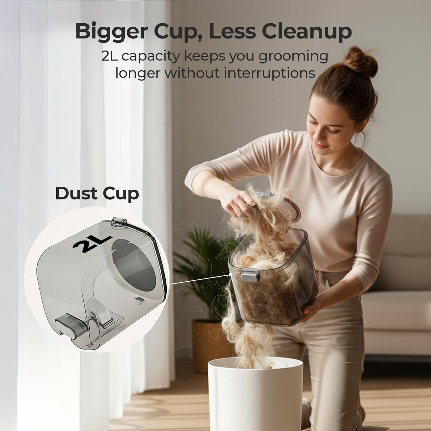 Pet Grooming Vacuum Kit Tangle Free Brush Nail Grinder Gray