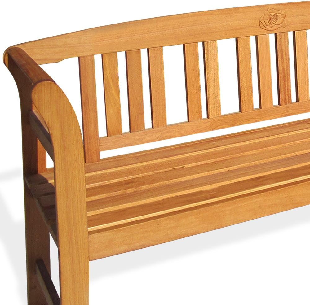 3 Seater Wooden Garden Bench 158cm Eucalyptus Outdoor Patio Seat
