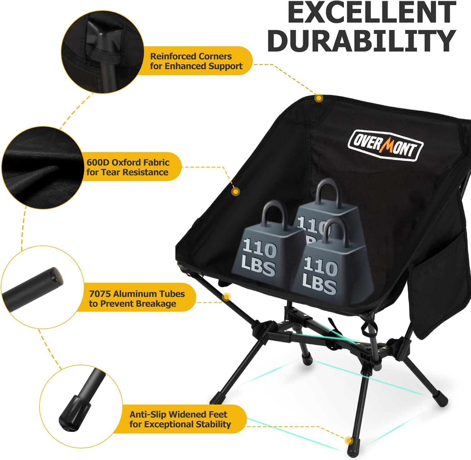 Ultralight Folding Camping Chair 150kg Portable Travel Seat