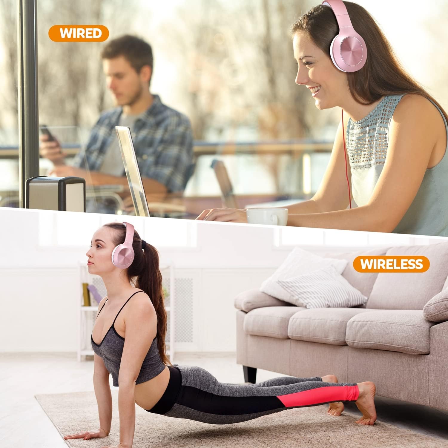 Bluetooth Over Ear Headphones 68H Playtime Deep Bass Foldable Mic