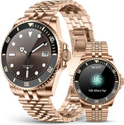 Gold Mens Smart Watch AI Call Fitness Tracker
