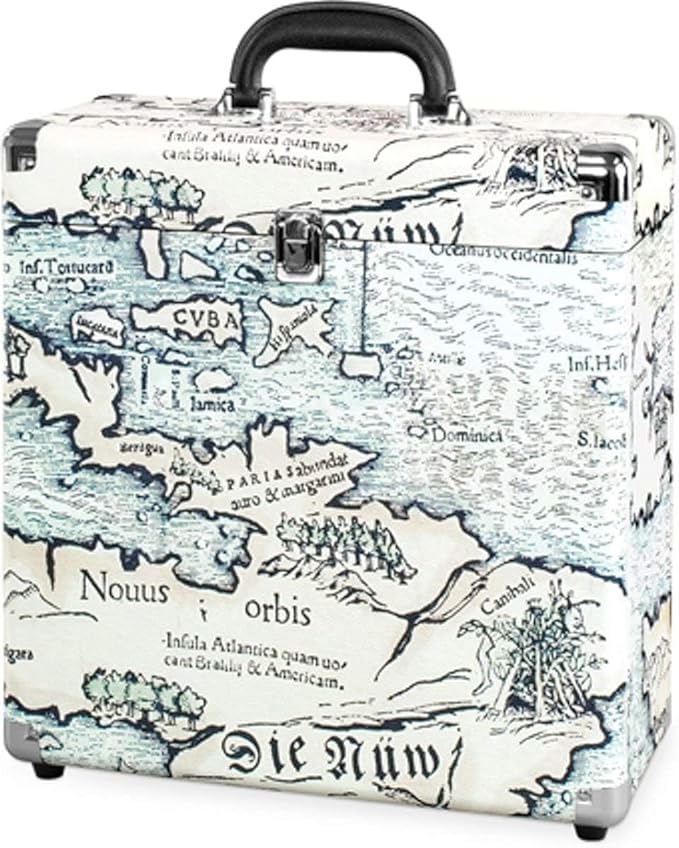 Portable Suitcase Record Player Bluetooth 3 Speed Map Print
