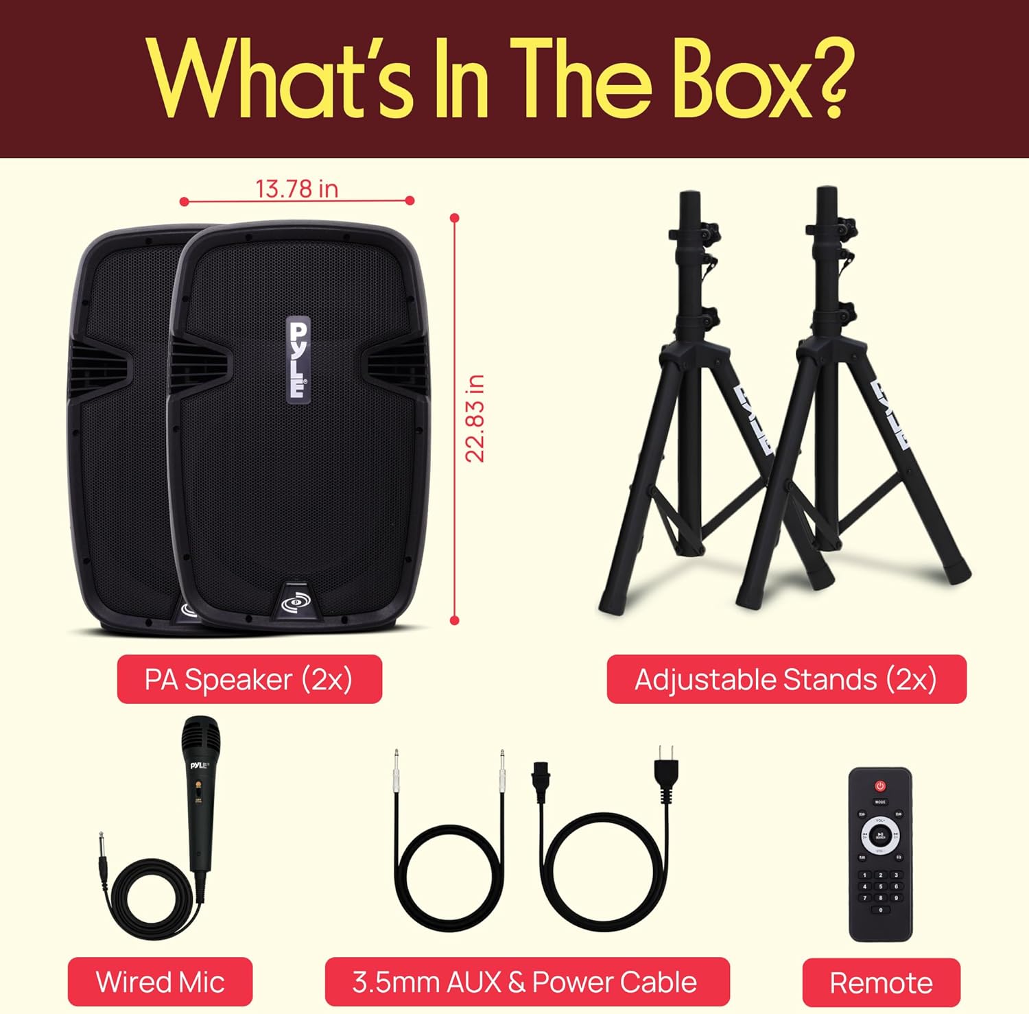 Portable PA Speaker System 1800W Bluetooth Karaoke Mic Stands