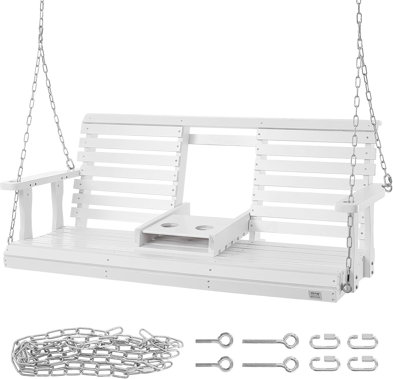Wooden Porch Swing Bench 5ft with Foldable Cup Holder
