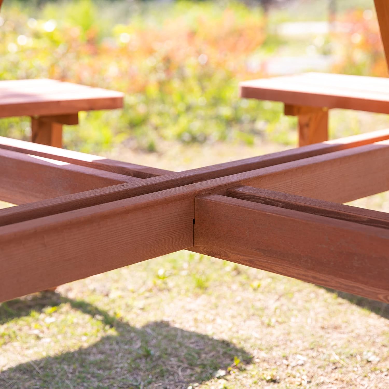 8 Seater Round Wooden Garden Dining Set Picnic Table
