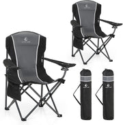 Portable High Back Camping Chair with Cup Holder Side Pocket Grey