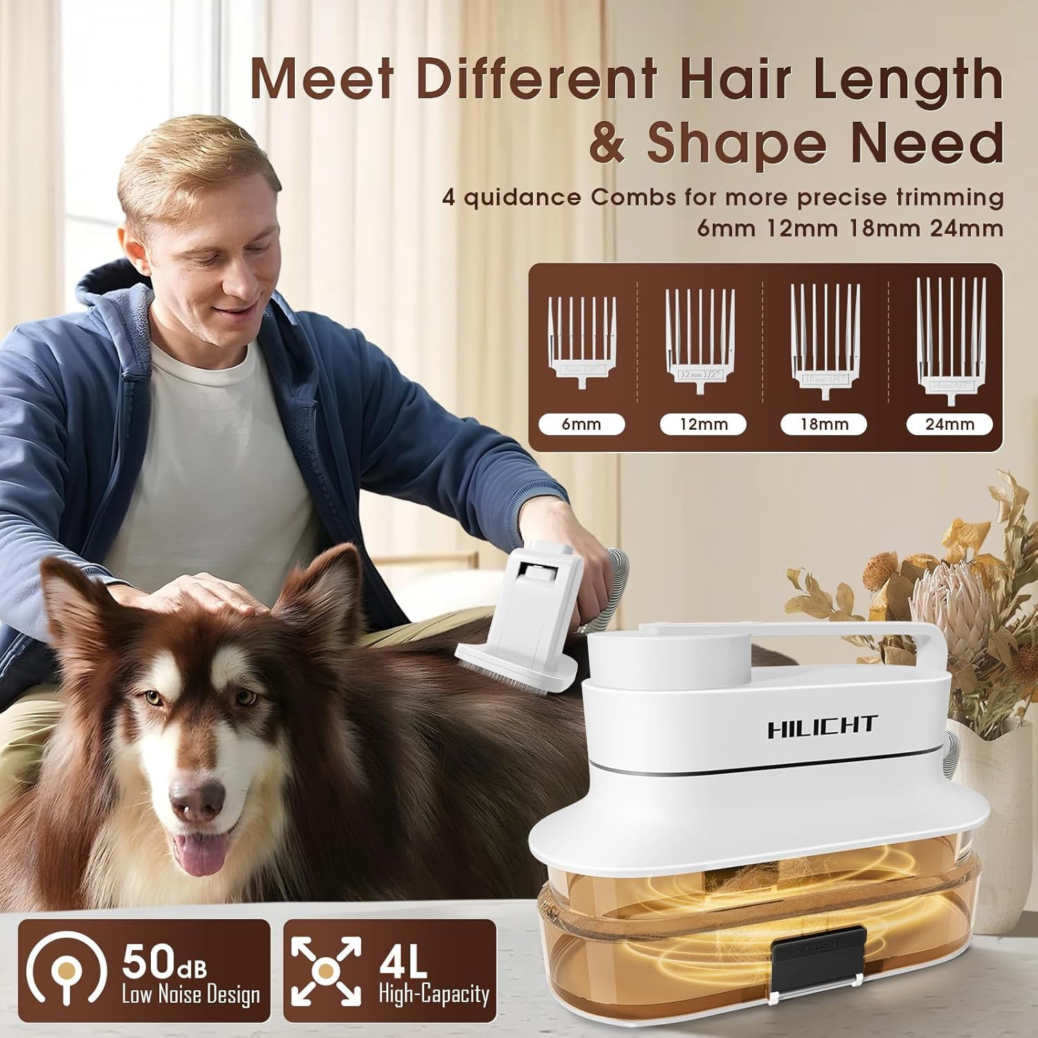 Pet Grooming Vacuum Kit 4L 6 in 1 Quiet Dog Cat Hair Cleaner