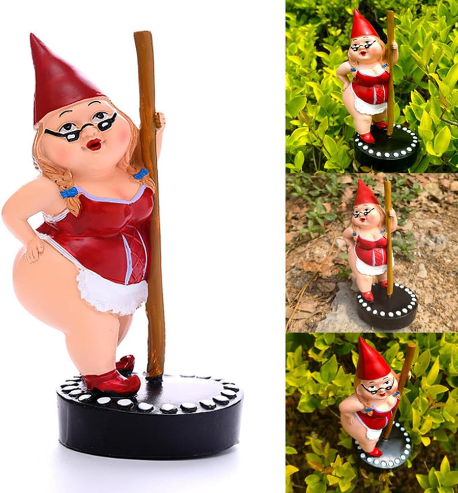Funny Pole Dancing Gnome Statue Naughty Garden Decor Resin