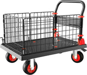 Foldable Platform Truck Cart Removable Fence Brake Wheels