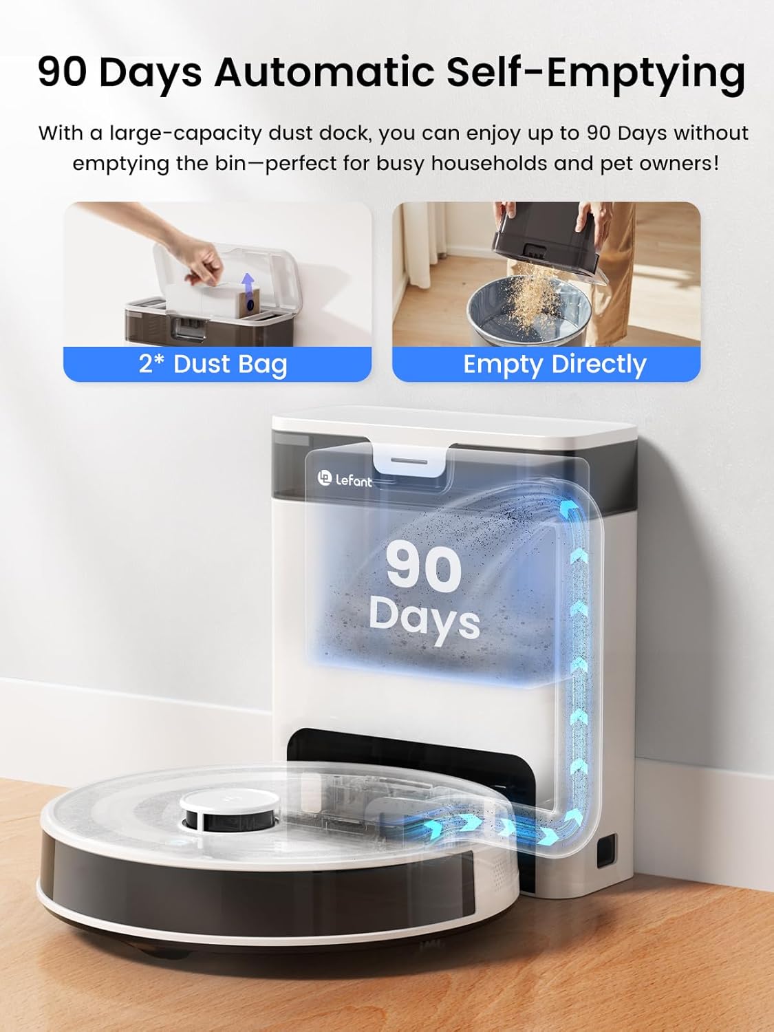Robot Vacuum Mop Self Empty 6000Pa LiDAR Mapping WiFi Auto Clean