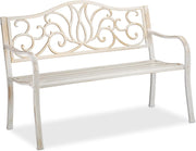 Antique Style Metal Garden Bench 2 Seater Patio Seat
