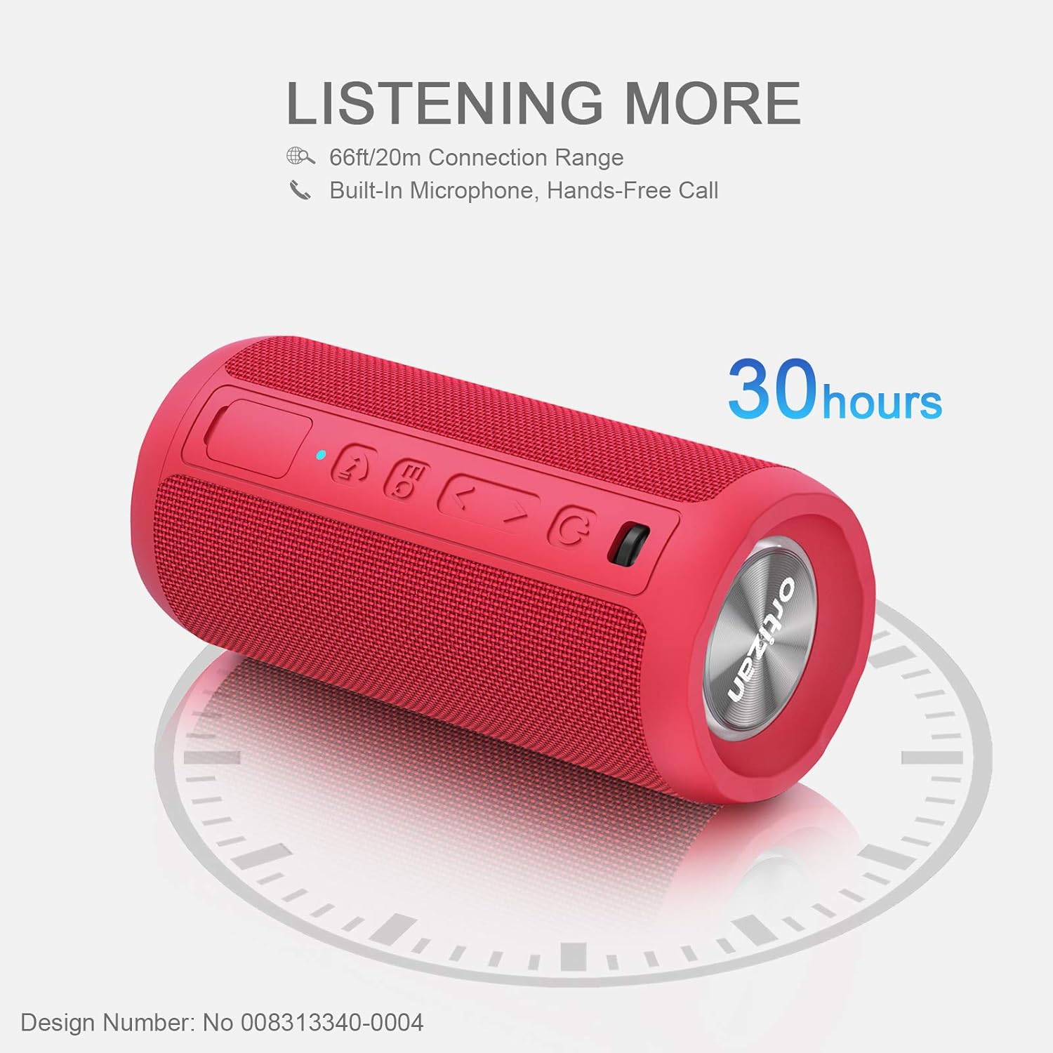Portable Bluetooth Speaker 24W Bass LED Lights IPX7 Waterproof 30H