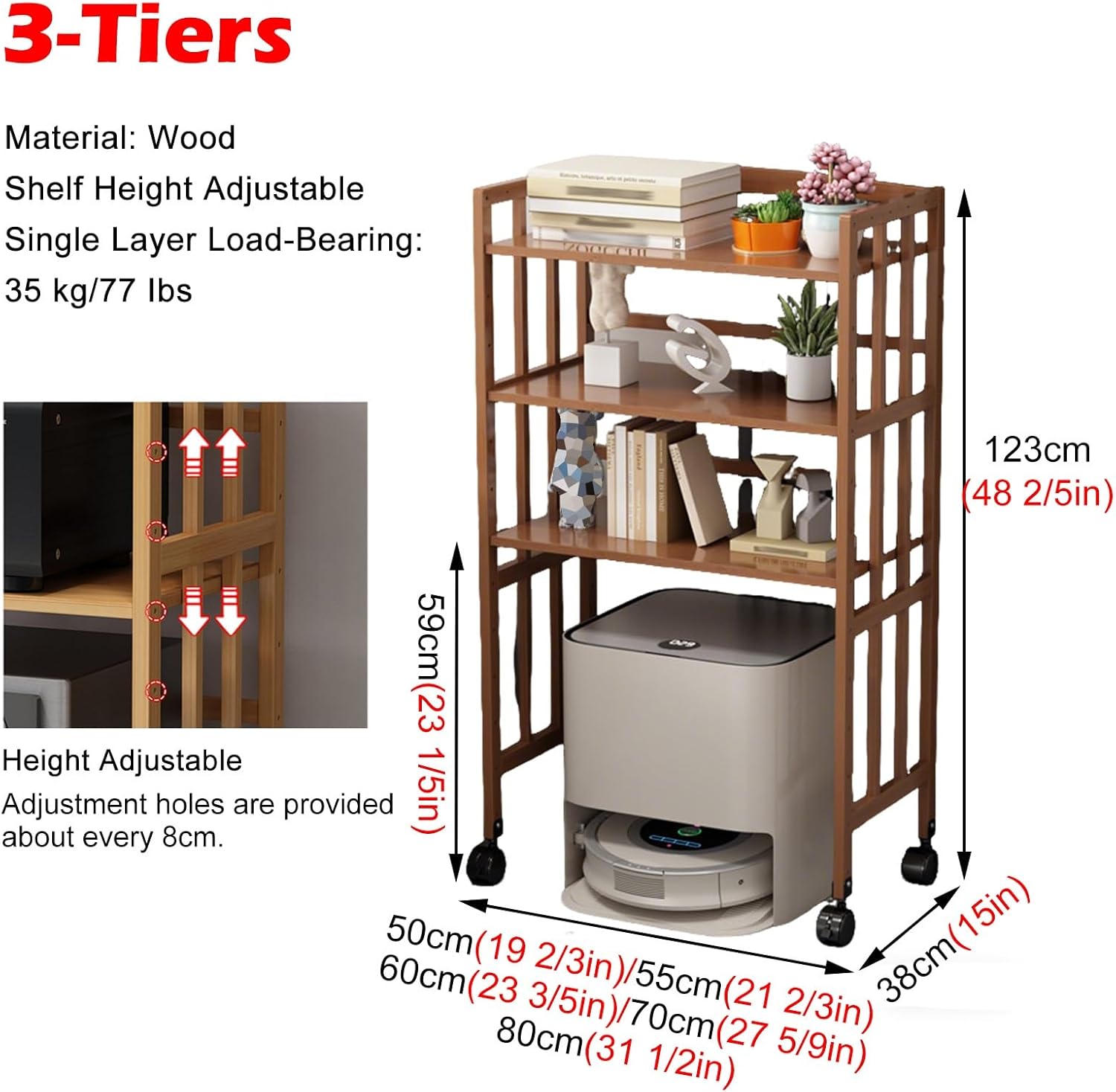 Ultra Wide Tall Robot Vacuum Storage Shelf Mobile 4 Tier Cabinet