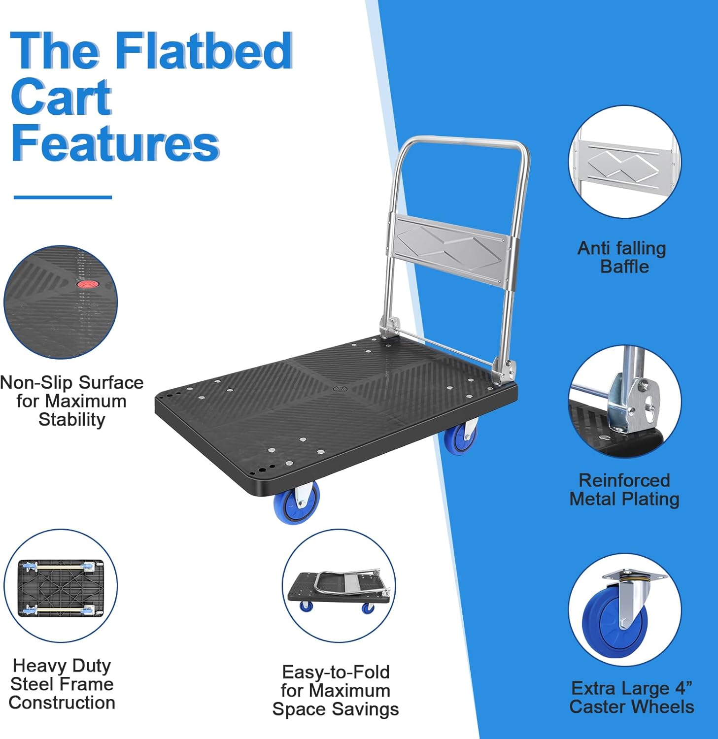 150KG Folding Platform Trolley Flatbed Sack Truck Cart