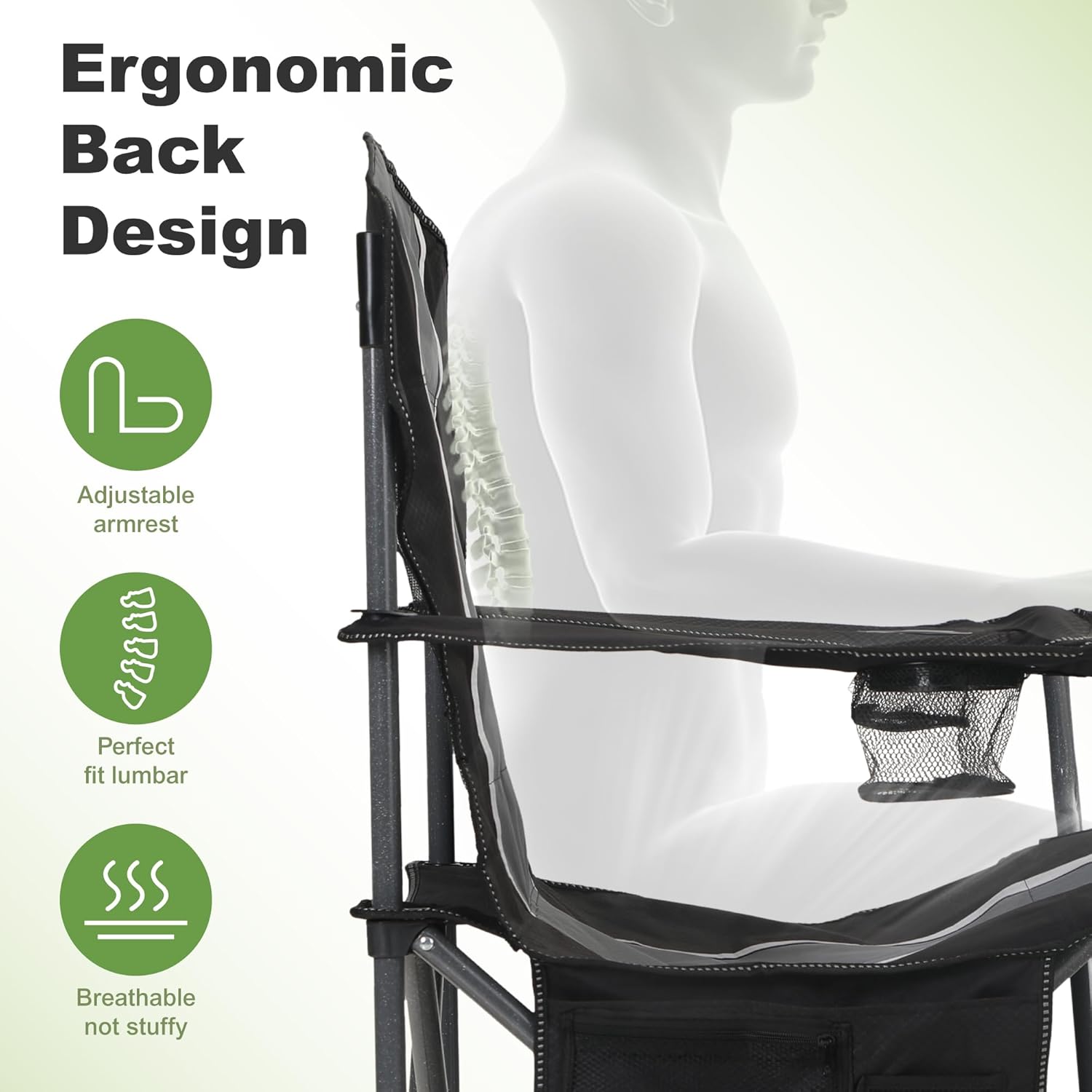 Set of 2 XL Folding Camping Chairs Heavy Duty 160KG