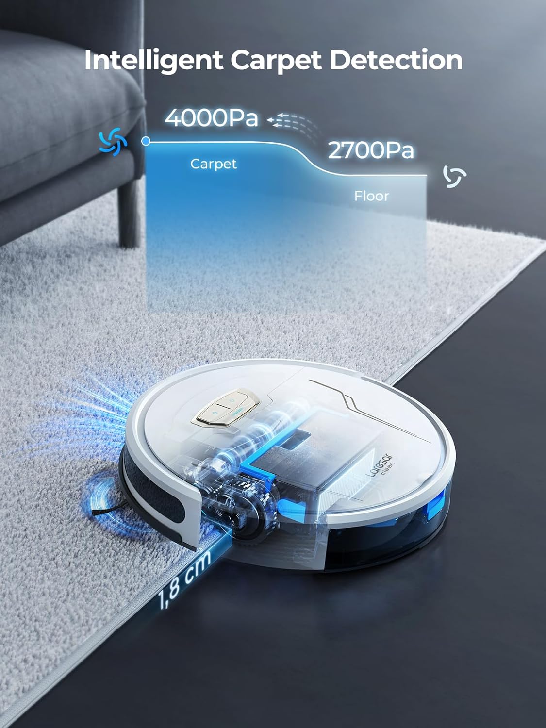 Robot Vacuum Mop 4000Pa Slim 150Min Runtime App Alexa Pet Hair