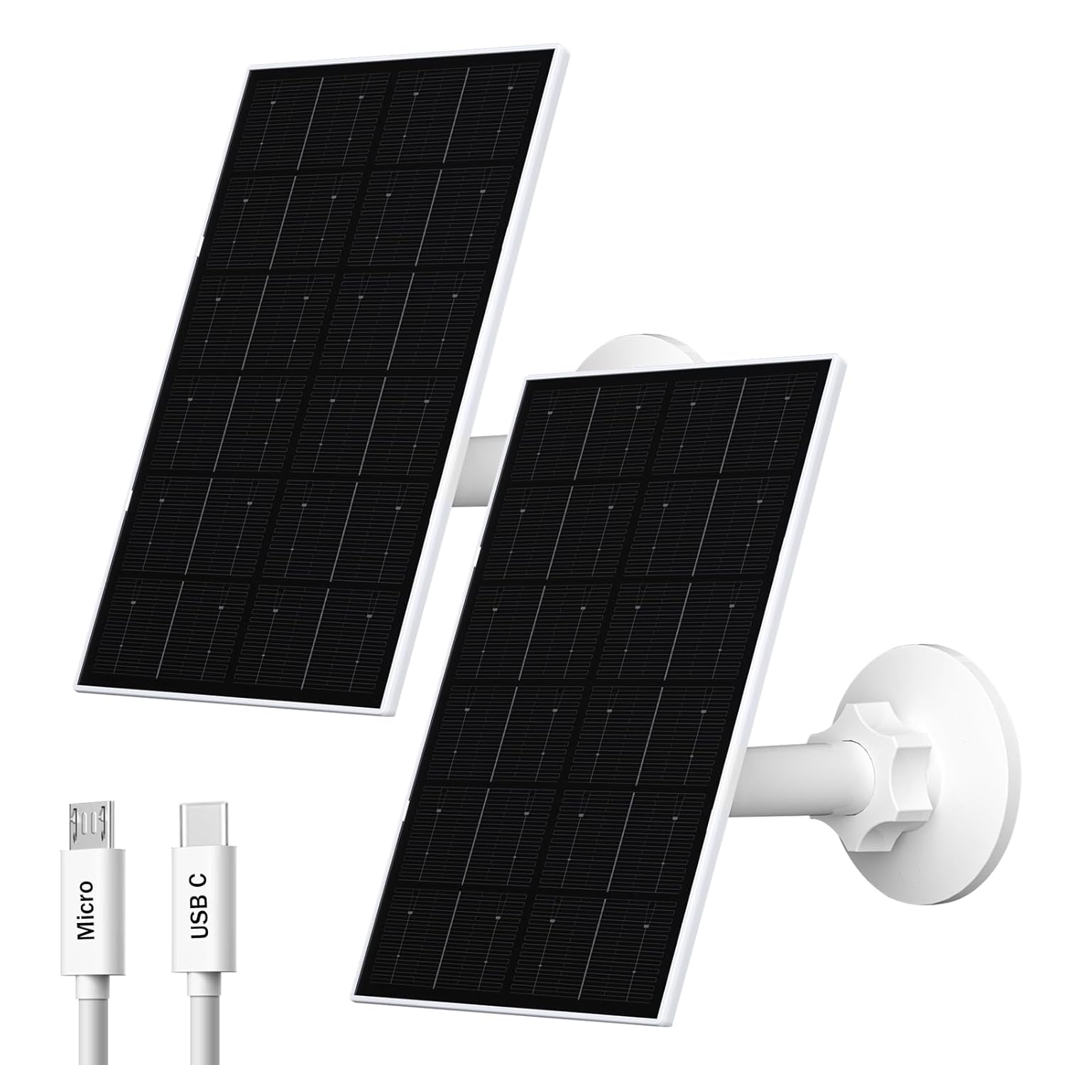 4W Solar Panel Charger For Security Cameras USB C 2 Pack