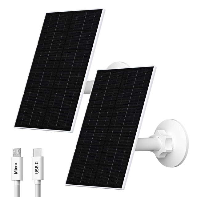 4W Solar Panel Charger For Security Cameras USB C 2 Pack