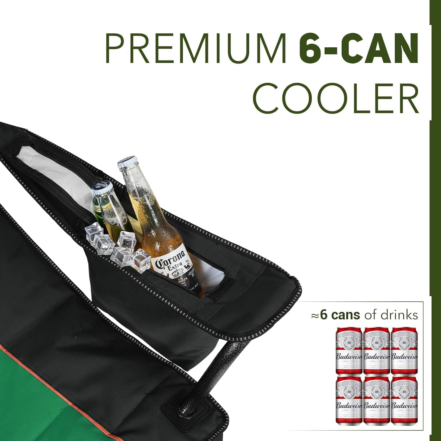 Oversized Camping Chair 450lb Cooler Bag High Back Green