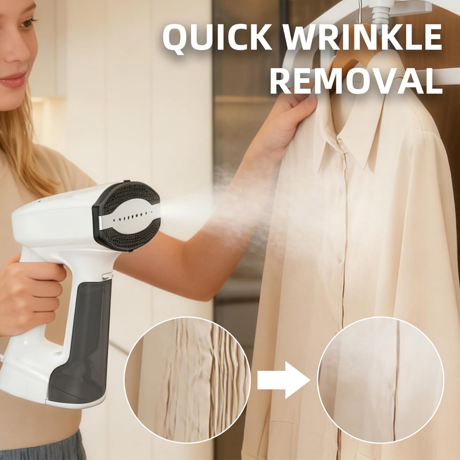 Vacuum Garment Steamer 2500Pa 2in1 30s Heat LED Portable