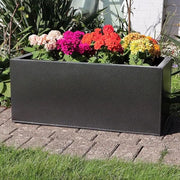 Galvanised Metal Trough Planter Rustproof Drainage 75x32x32cm
