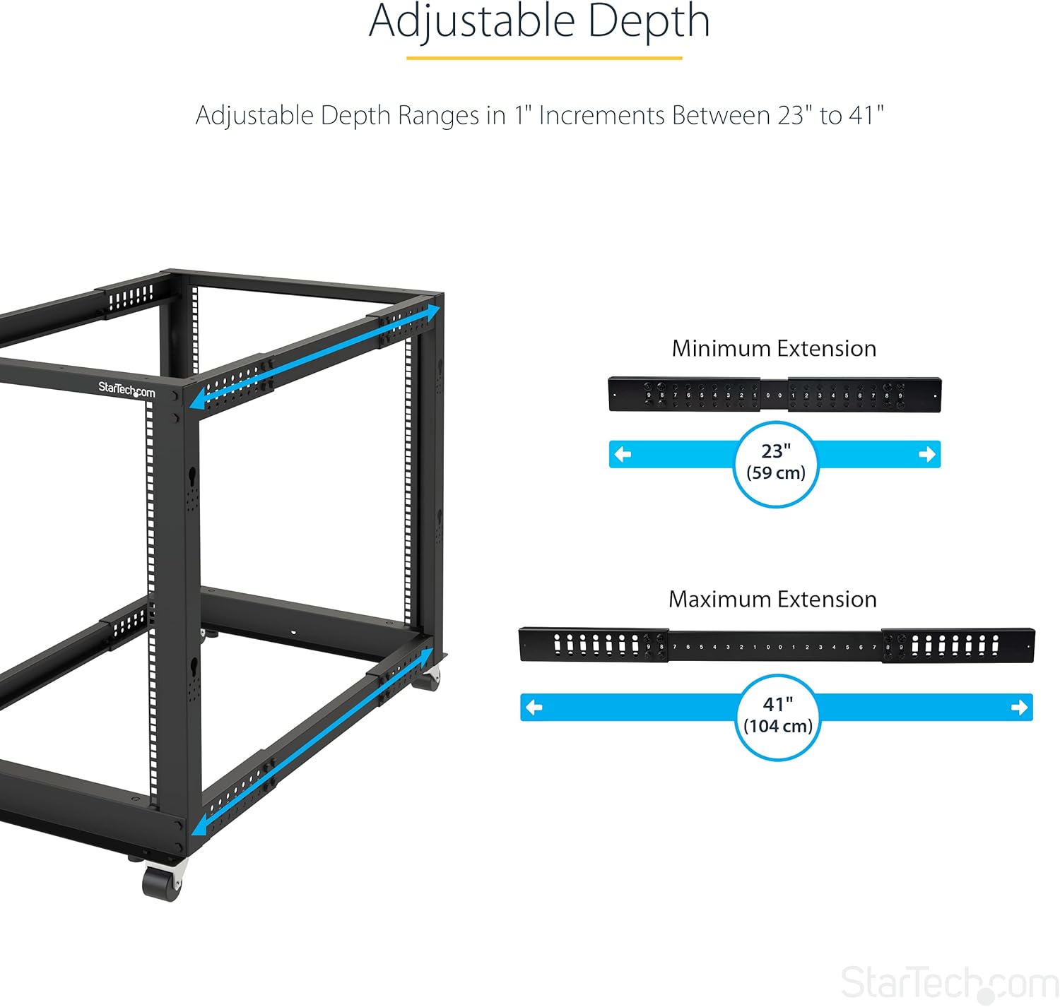 8U 4 Post Open Frame Server Rack Mobile Floor Mount