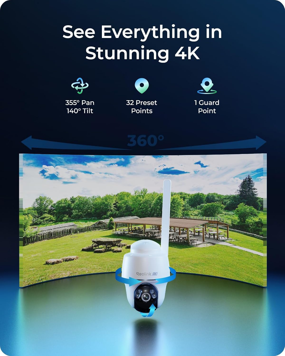 4K 4G LTE Solar Security Camera PTZ Color Night Vision