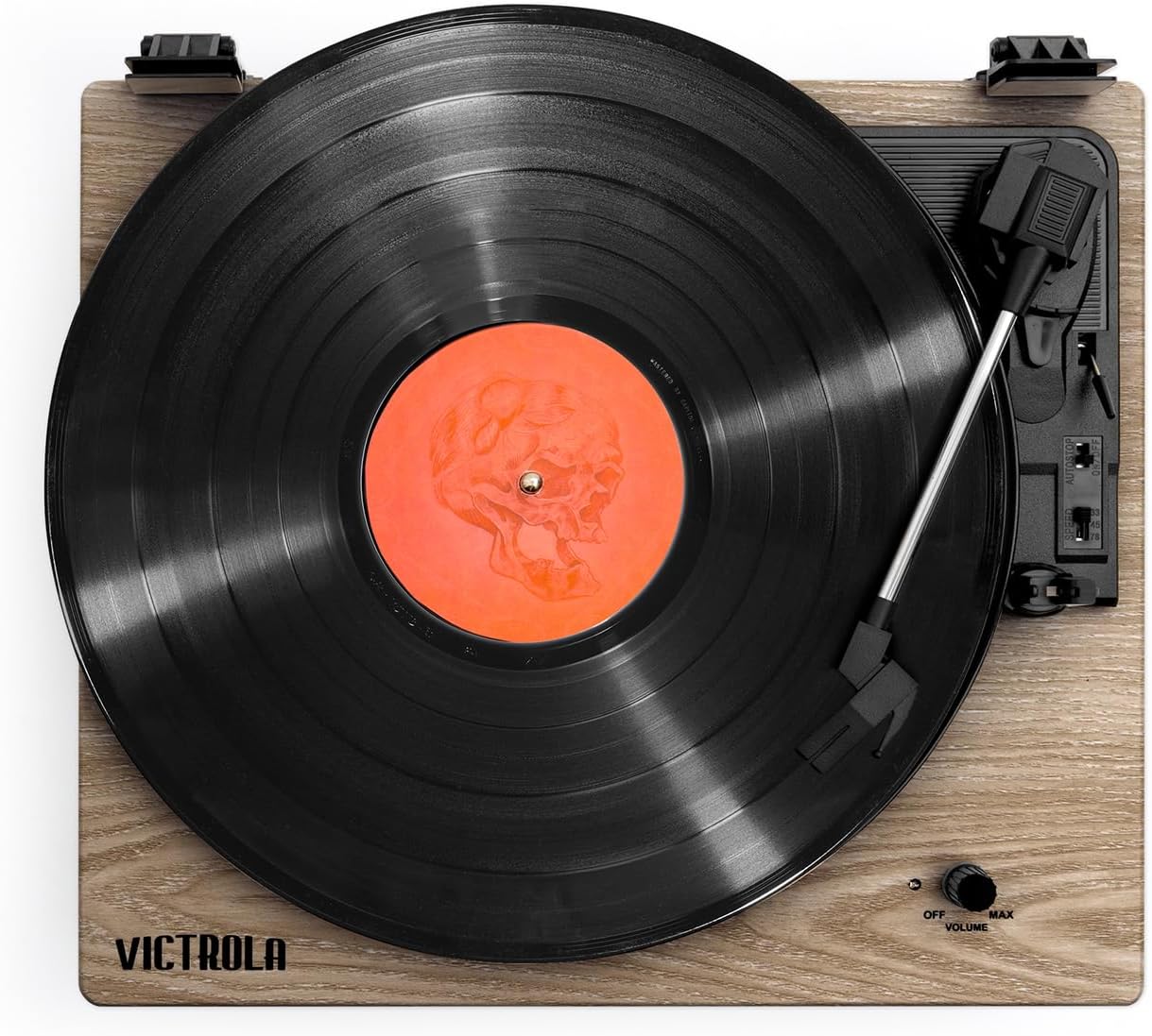 Vinyl Record Player with Stereo Bluetooth Speakers Oak