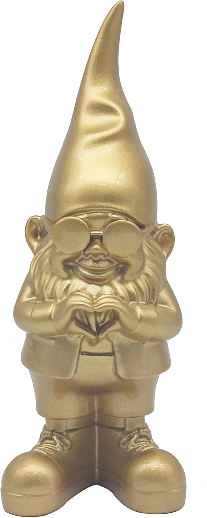 Love Heart Gnome Statue Gold 20cm Indoor Outdoor Home Decor