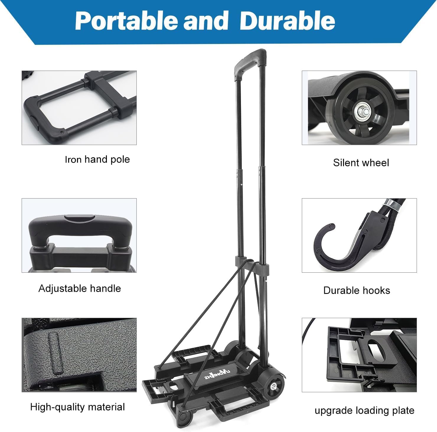 Folding Hand Truck Trolley 25KG 2 Wheel Luggage Cart Steel