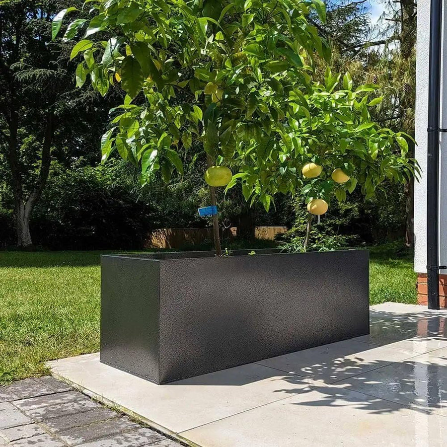 Galvanised Trough Planter 120cm Large Lightweight Outdoor Indoor