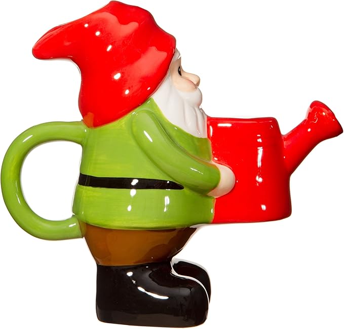 Garden Gnome Watering Can Ceramic Plant Waterer Cute Decor