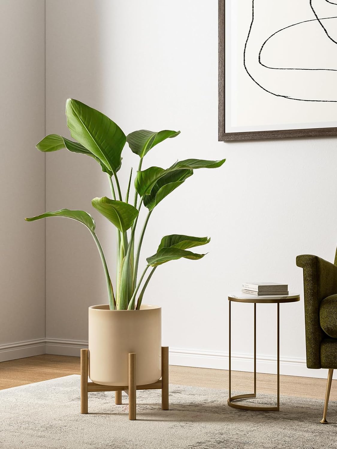Ceramic Plant Pots Set 3 Sand Beige Indoor Planters Drainage