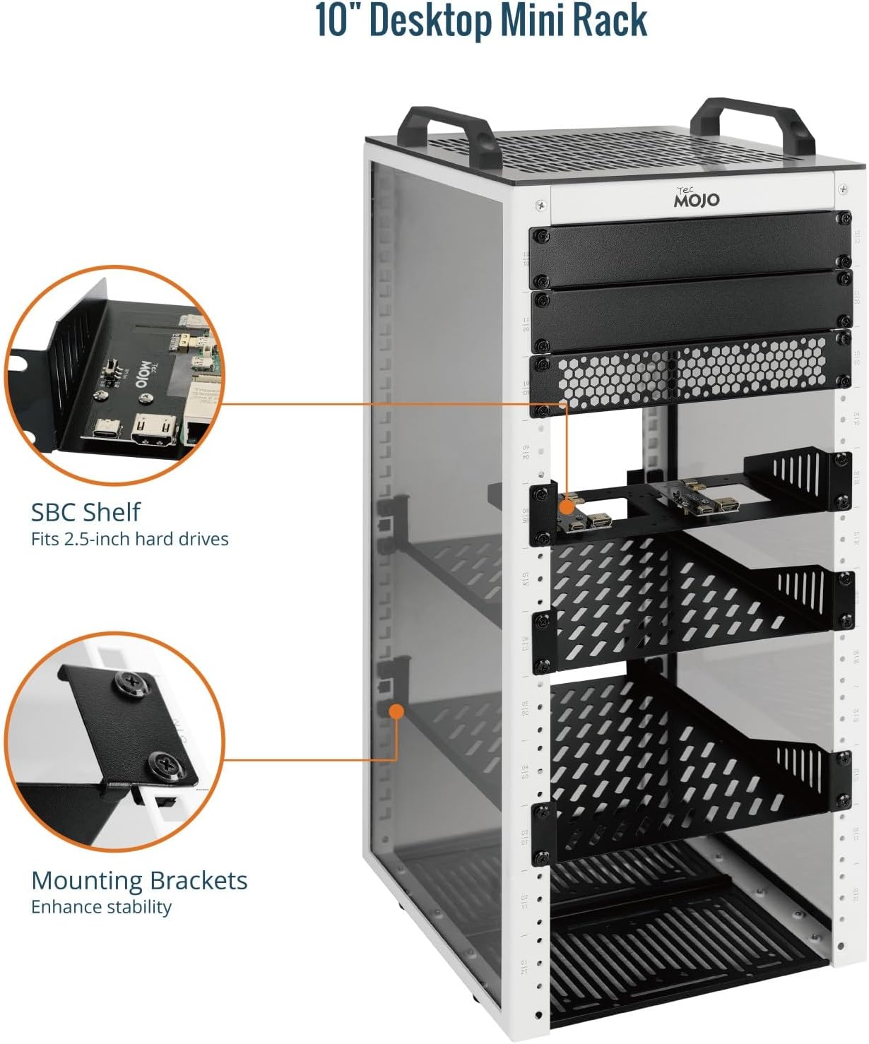 12U 10 Inch Mini Server Rack White with Shelves Panels
